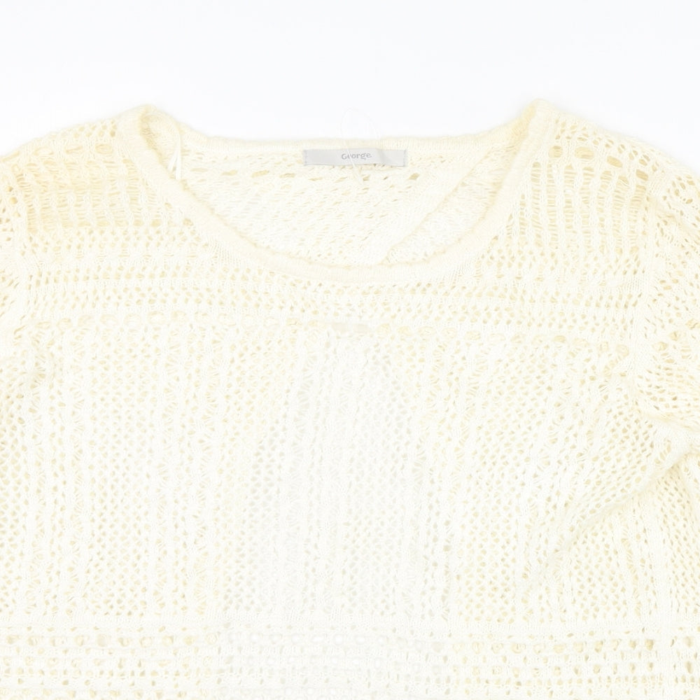 George Womens Ivory Round Neck  Cotton Pullover Jumper Size 10