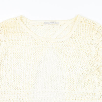 George Womens Ivory Round Neck  Cotton Pullover Jumper Size 10