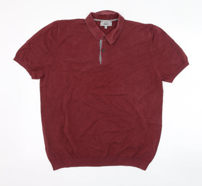 Marks and Spencer Mens Red  Cotton  Polo Size L Collared Pullover
