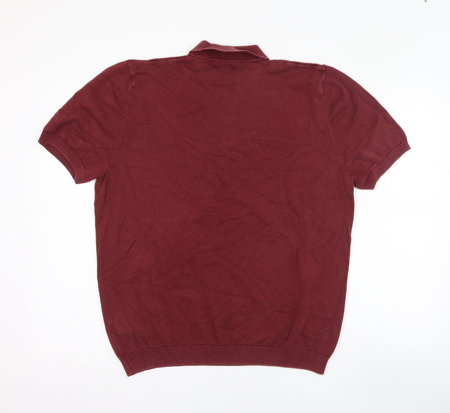 Marks and Spencer Mens Red  Cotton  Polo Size L Collared Pullover