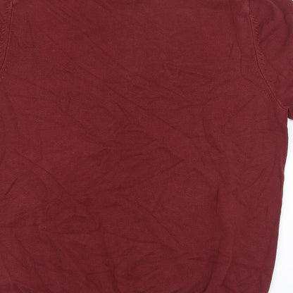 Marks and Spencer Mens Red  Cotton  Polo Size L Collared Pullover