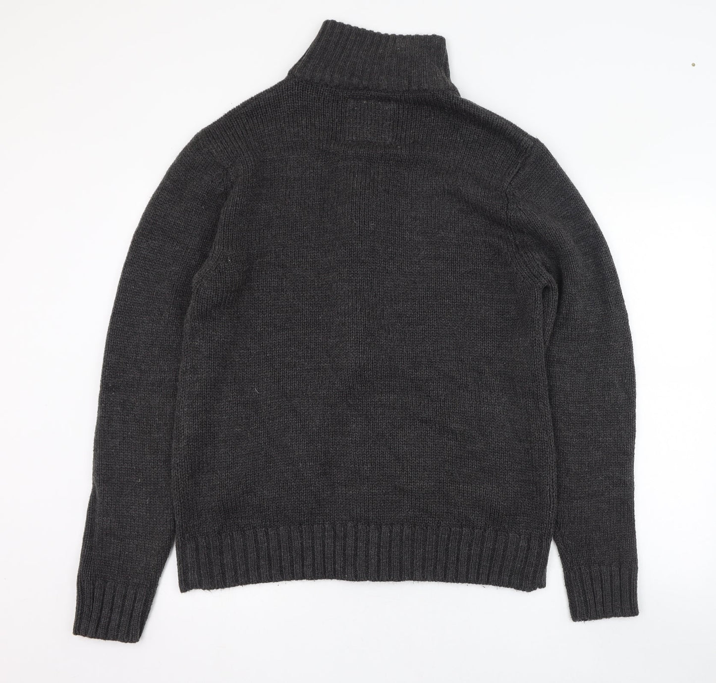 Trail Mens Black Mock Neck  Acrylic Full Zip Jumper Size M