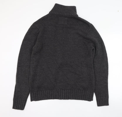 Trail Mens Black Mock Neck  Acrylic Full Zip Jumper Size M