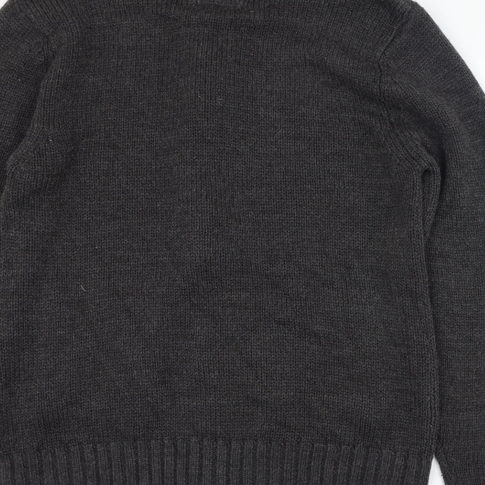 Trail Mens Black Mock Neck  Acrylic Full Zip Jumper Size M
