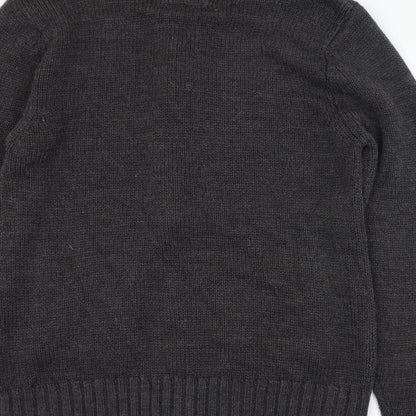 Trail Mens Black Mock Neck  Acrylic Full Zip Jumper Size M