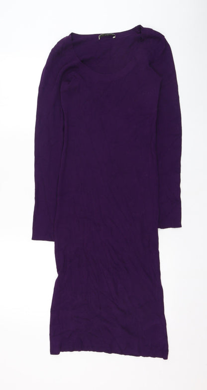 Oasis Womens Purple  Viscose Pencil Dress  Size S  Round Neck Pullover