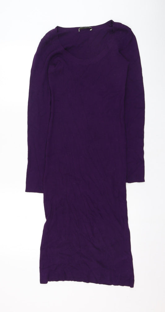 Oasis Womens Purple  Viscose Pencil Dress  Size S  Round Neck Pullover