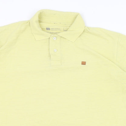 Empty Mens Yellow  Polyester  Polo Size L Collared Pullover