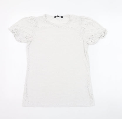 Womens UK Size 8 Peacocks Ivory Basic T-Shirt