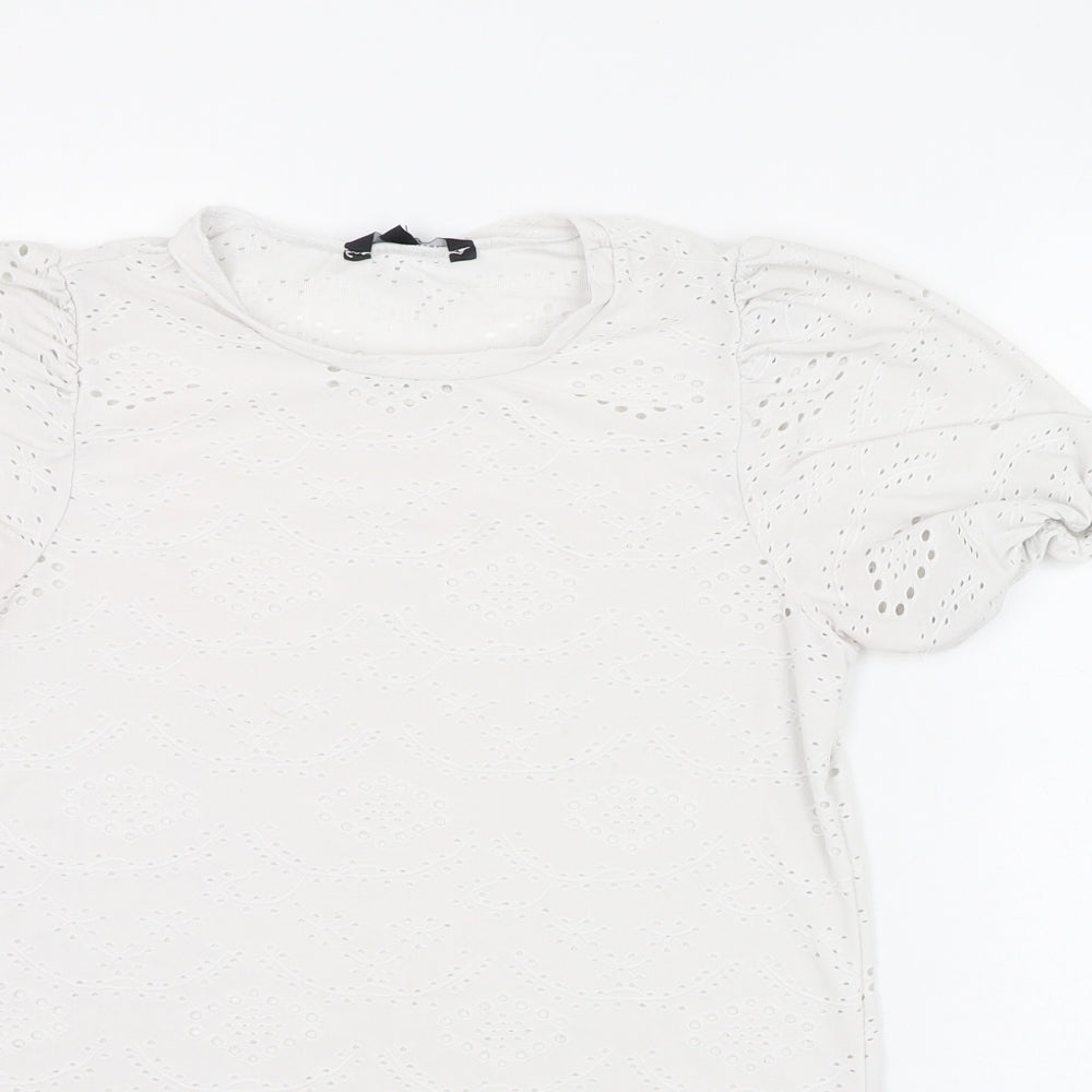 Womens UK Size 8 Peacocks Ivory Basic T-Shirt