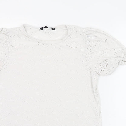 Womens UK Size 8 Peacocks Ivory Basic T-Shirt