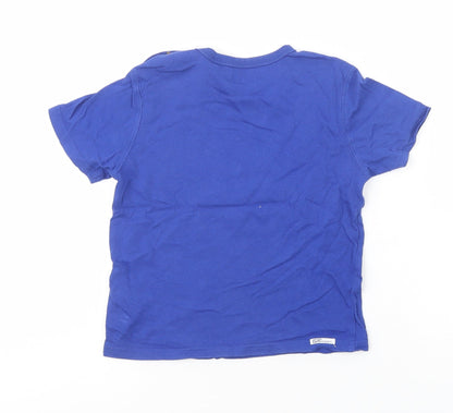 Timberland Boys Blue  Cotton Pullover T-Shirt Size 4 Years Crew Neck Snap