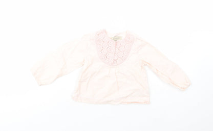 Debenhams Baby Pink  Cotton Basic Blouse Size 12-18 Months Crew Neck Button