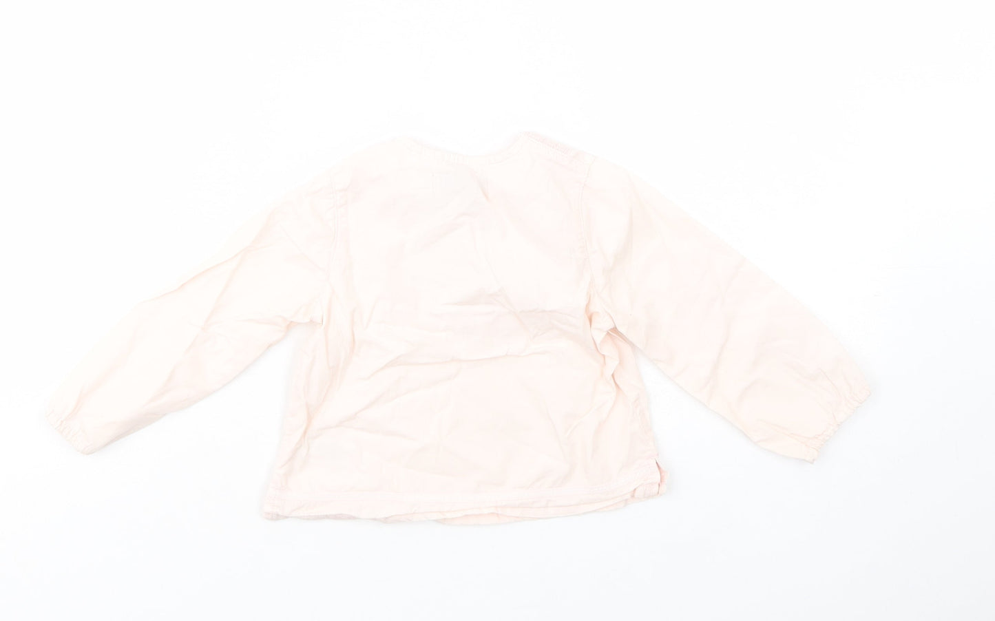 Debenhams Baby Pink  Cotton Basic Blouse Size 12-18 Months Crew Neck Button