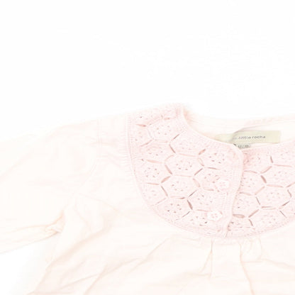 Debenhams Baby Pink  Cotton Basic Blouse Size 12-18 Months Crew Neck Button