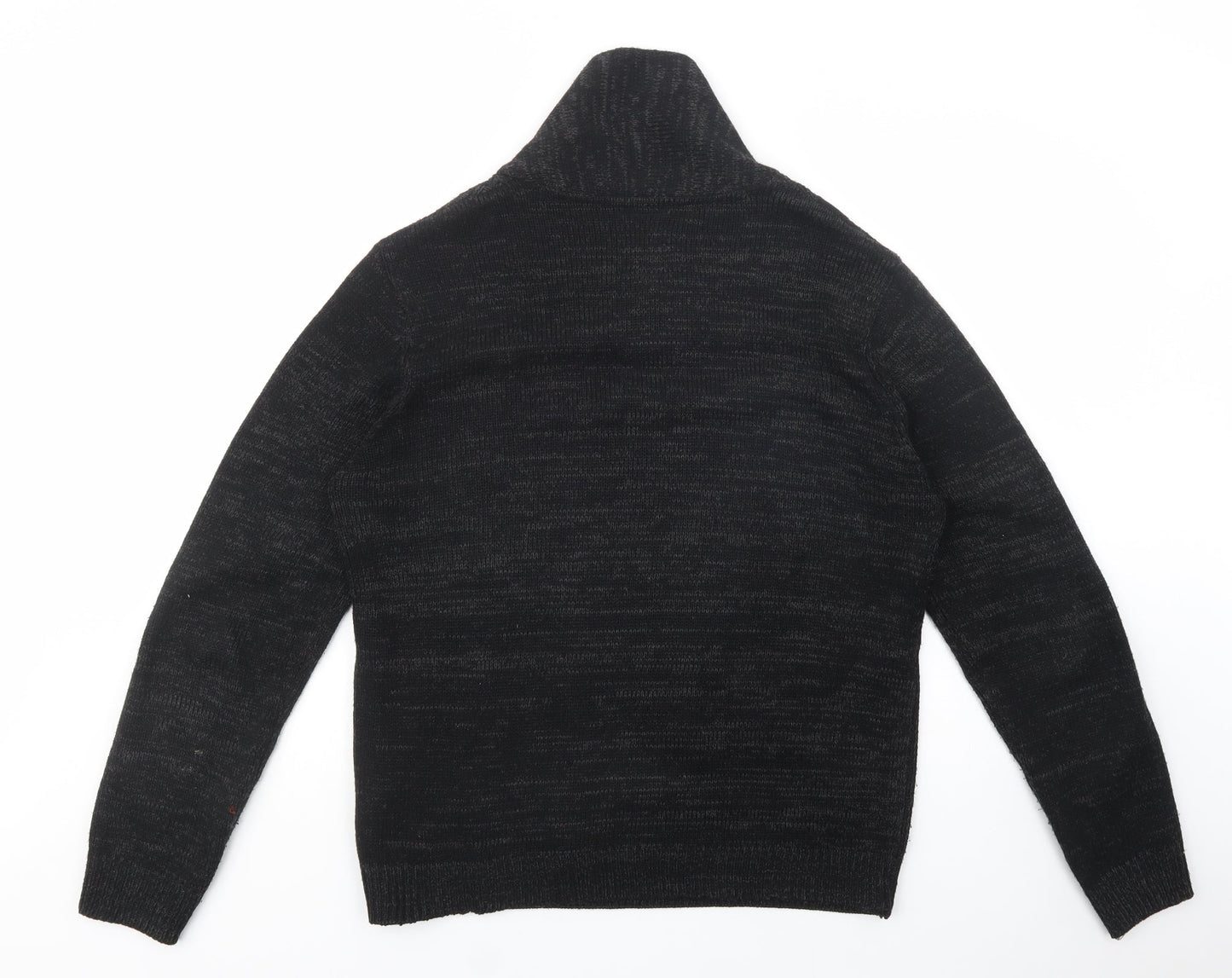 Peacocks Mens Black Collared  Acrylic Pullover Jumper Size M