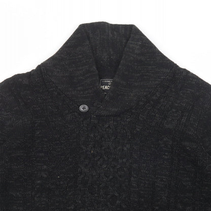 Peacocks Mens Black Collared  Acrylic Pullover Jumper Size M