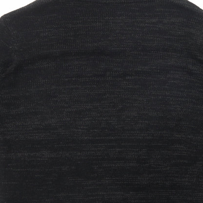 Peacocks Mens Black Collared  Acrylic Pullover Jumper Size M