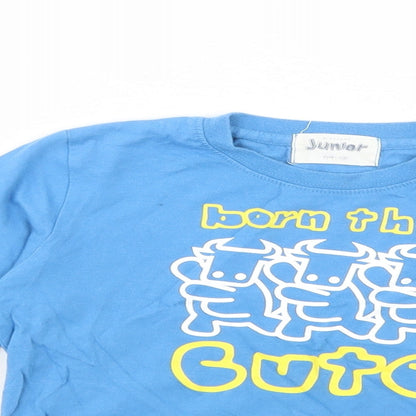 Giordano Boys Blue  Cotton Pullover T-Shirt Size 4 Years Crew Neck Pullover - Born This Cute