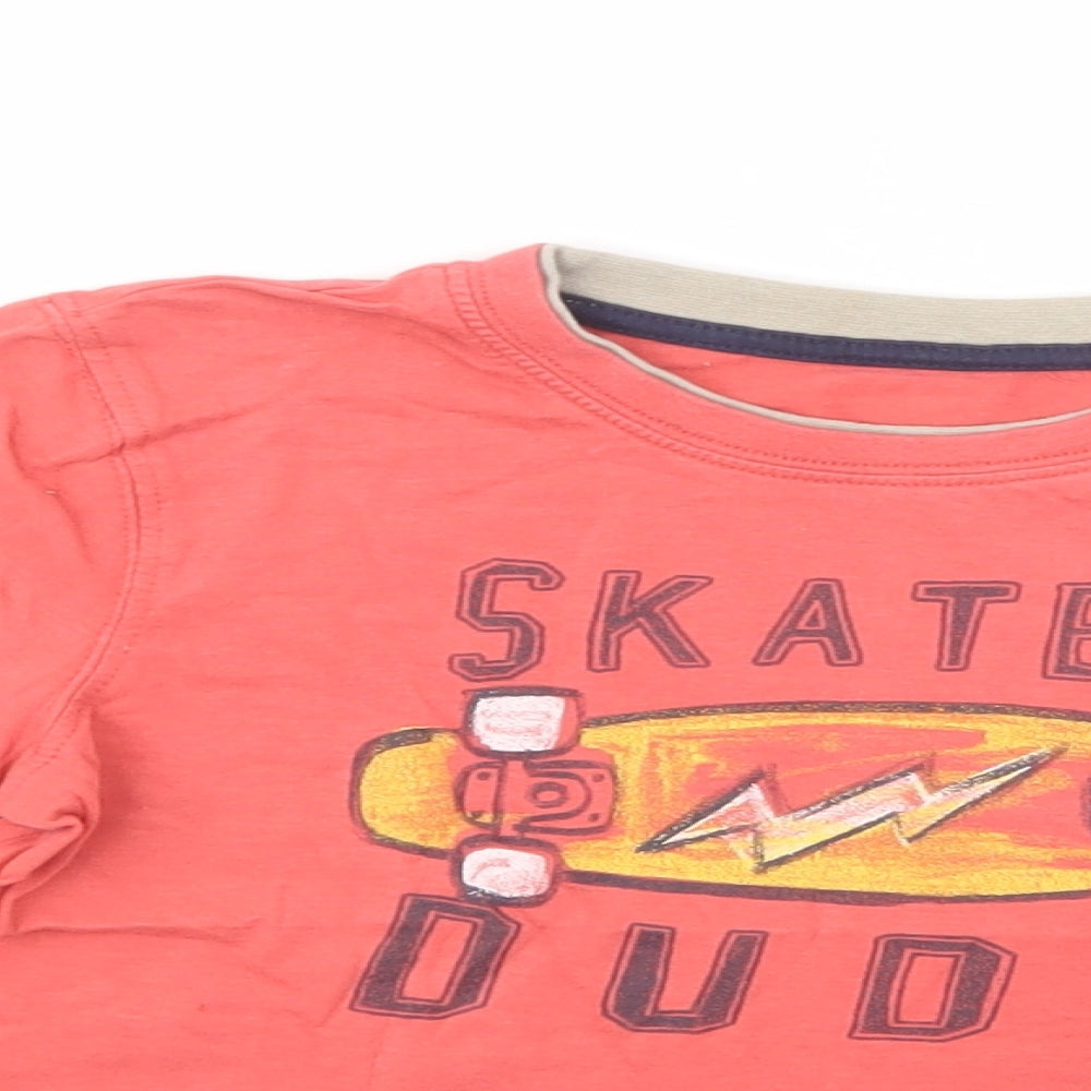 Mothercare Boys Pink  Cotton Pullover T-Shirt Size 4-5 Years Crew Neck Pullover - Skater Dude