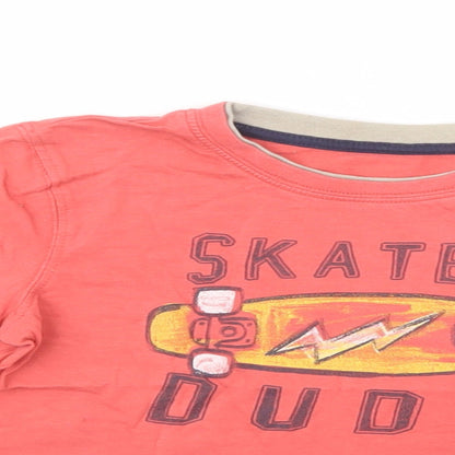 Mothercare Boys Pink  Cotton Pullover T-Shirt Size 4-5 Years Crew Neck Pullover - Skater Dude