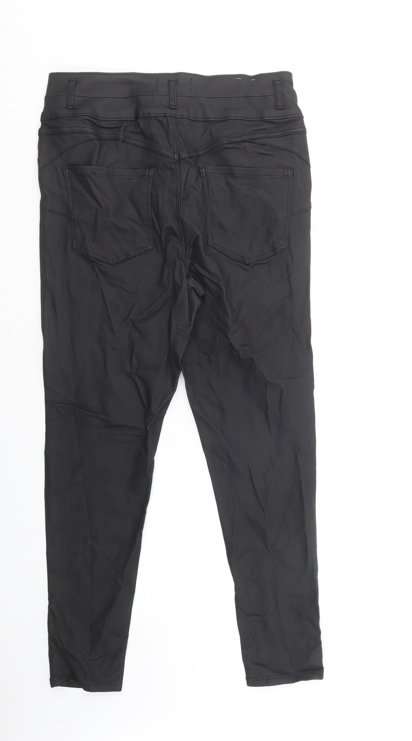 New Look Womens Black  Viscose Trousers  Size 16 L29 in Regular Button - Coated