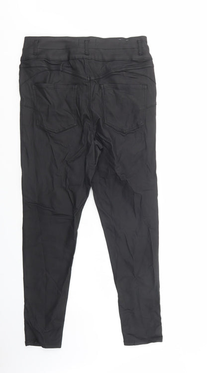 New Look Womens Black  Viscose Trousers  Size 16 L29 in Regular Button - Coated