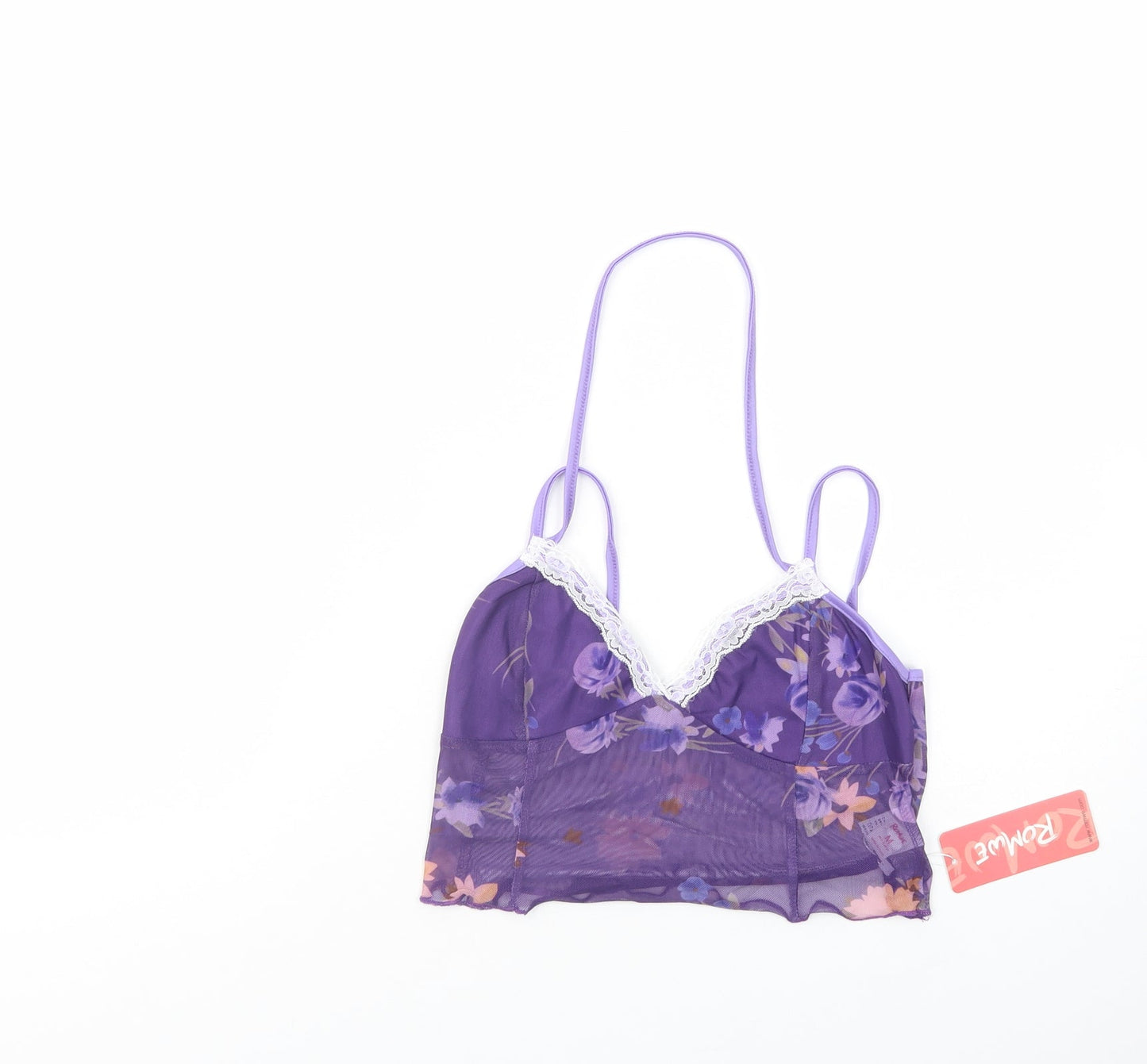 Womens UK Size M ROMWE Purple Cropped Tank