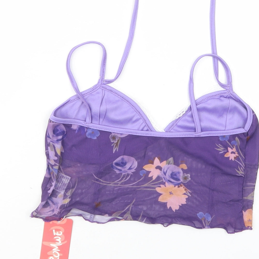 Womens UK Size M ROMWE Purple Cropped Tank