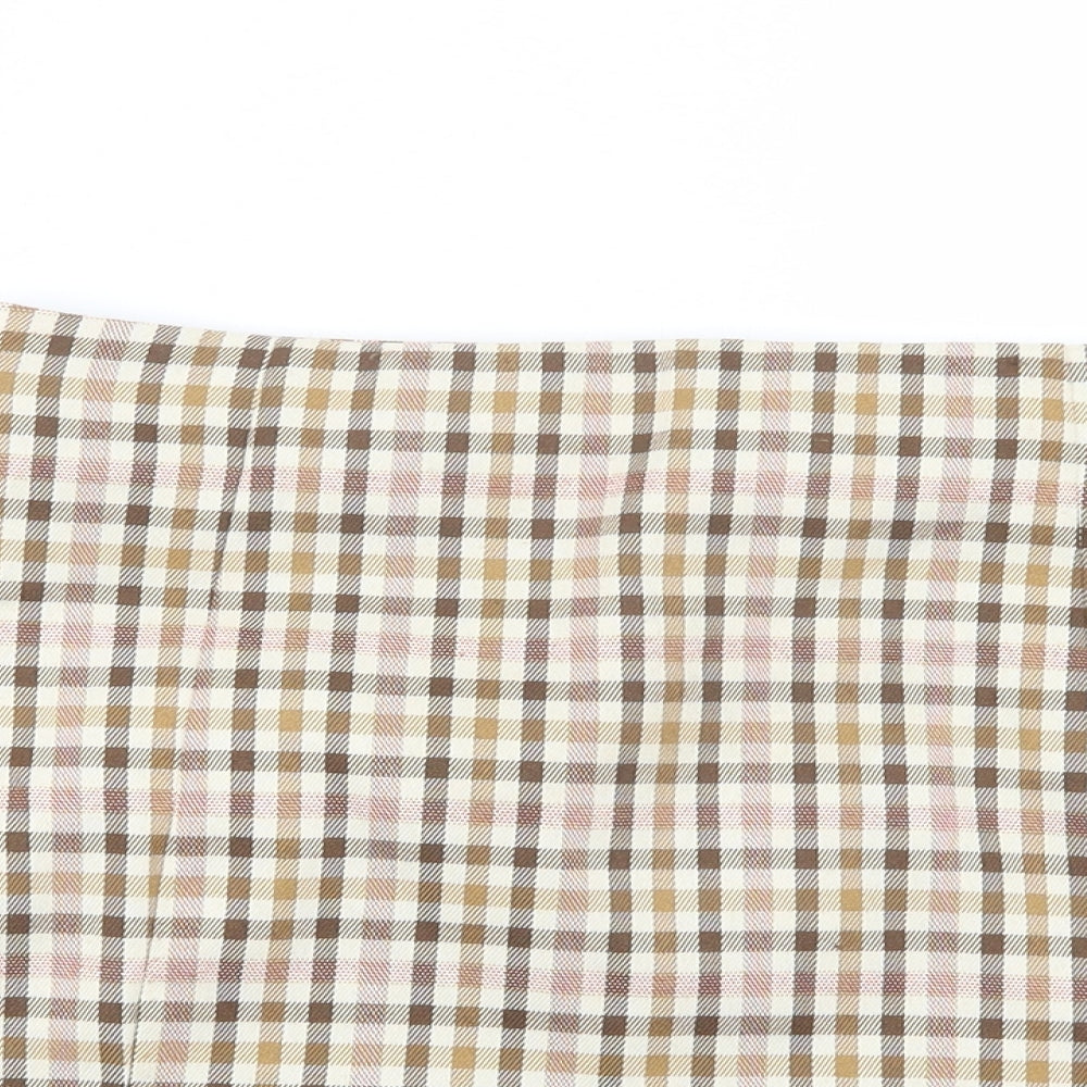 Primark Womens Beige Plaid Polyester Mini Skirt Size 10   Zip