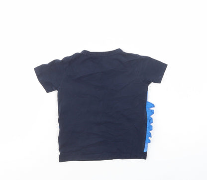 Debenhams Baby Blue  Cotton Pullover T-Shirt Size 12-18 Months Crew Neck Pullover - Dinosaurs