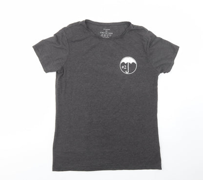 Primark Womens Grey  Cotton Basic T-Shirt Size 14 Crew Neck