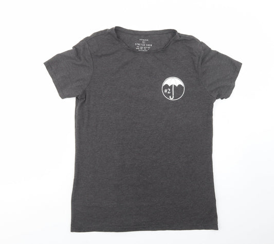 Primark Womens Grey  Cotton Basic T-Shirt Size 14 Crew Neck