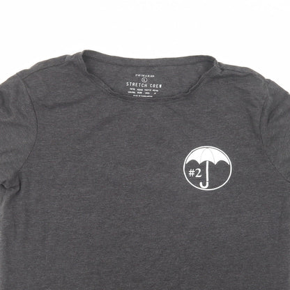 Primark Womens Grey  Cotton Basic T-Shirt Size 14 Crew Neck