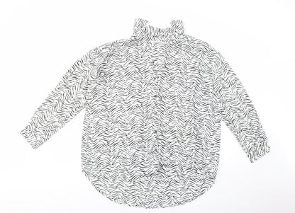 Womens UK Size L Zara White Basic Button-Up