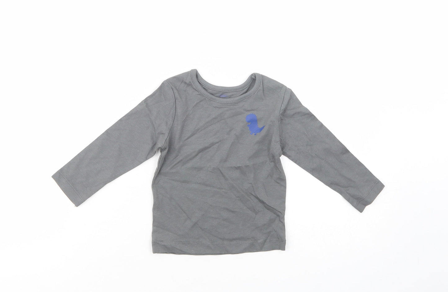 Studio Baby Grey  Cotton Pullover T-Shirt Size 9-12 Months Crew Neck Pullover - Dino