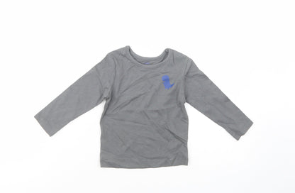 Studio Baby Grey  Cotton Pullover T-Shirt Size 9-12 Months Crew Neck Pullover - Dino