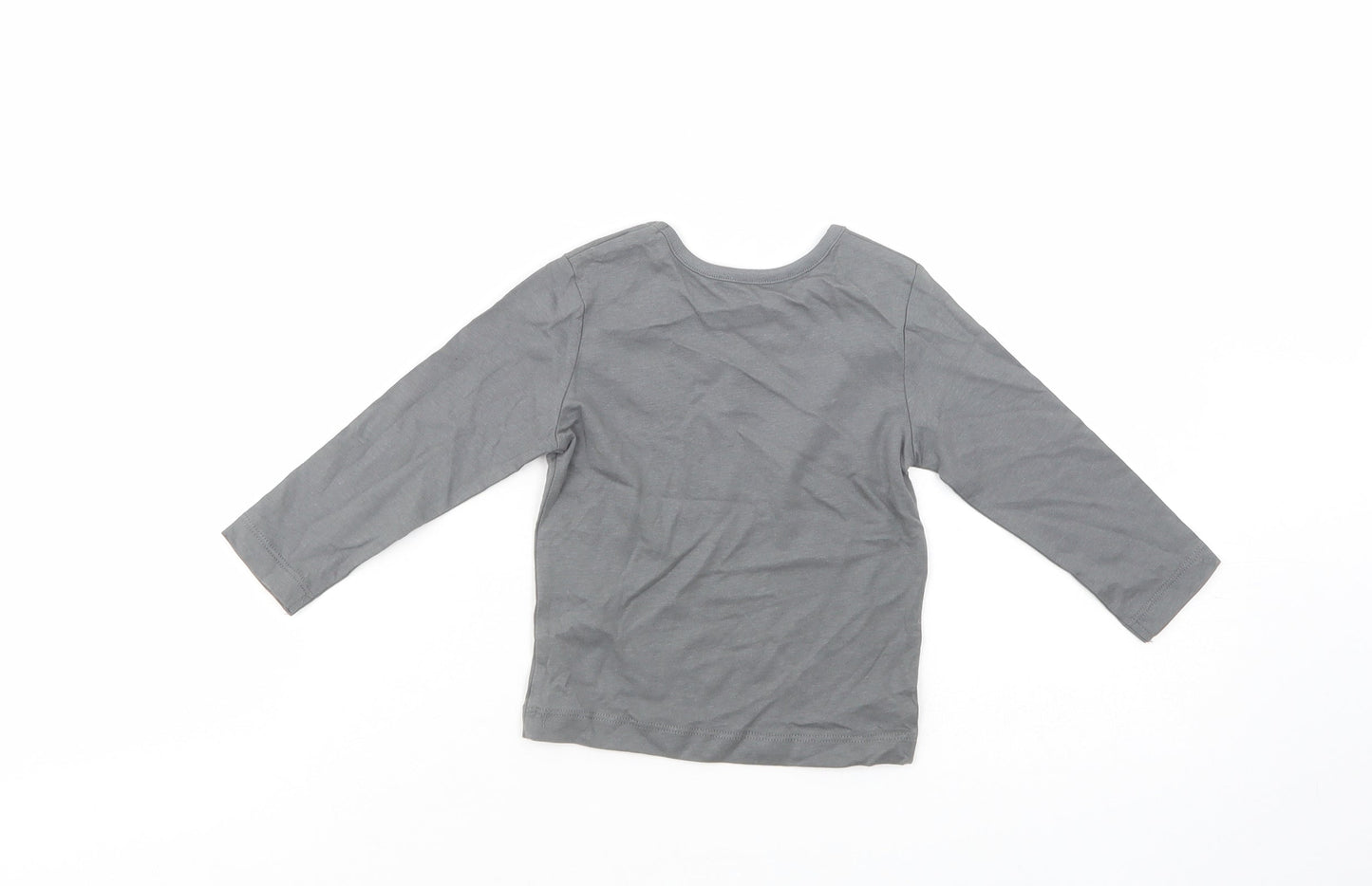 Studio Baby Grey  Cotton Pullover T-Shirt Size 9-12 Months Crew Neck Pullover - Dino