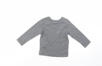 Studio Baby Grey  Cotton Pullover T-Shirt Size 9-12 Months Crew Neck Pullover - Dino