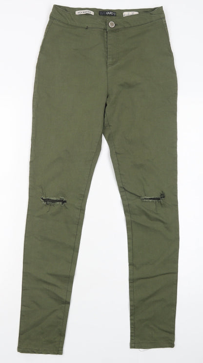 Quiz Womens Green  Cotton Jegging Jeans Size 10 L31 in Regular Button