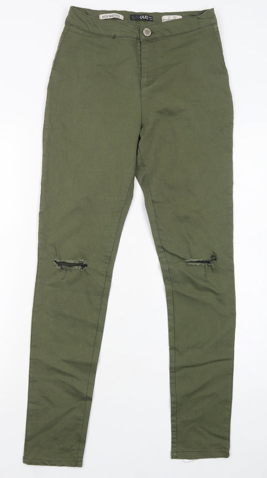 Quiz Womens Green  Cotton Jegging Jeans Size 10 L31 in Regular Button