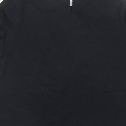 SheIn Womens Black  Cotton Basic Blouse Size S Crew Neck - Lace Detail