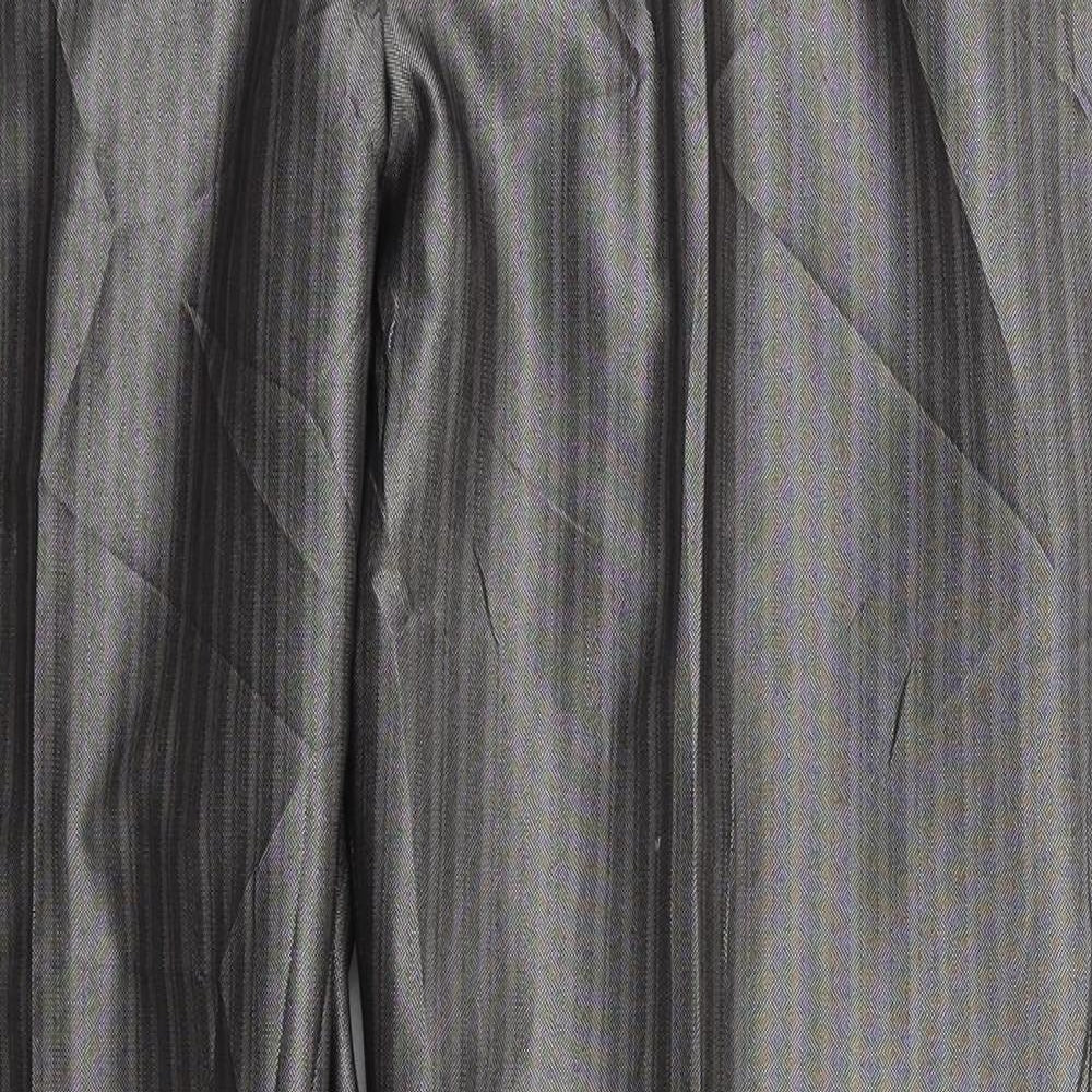 Milan Collection Mens Grey Striped Polyester Trousers  Size 37 L30 in Regular Button