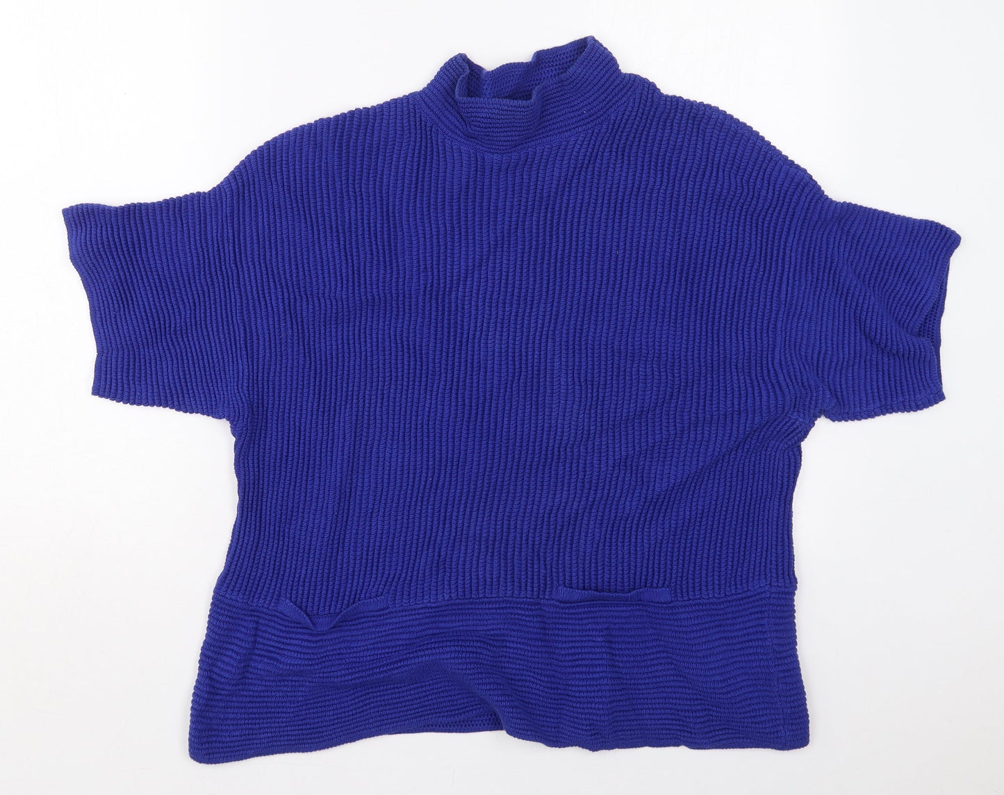 TU Womens Blue Mock Neck  Cotton Pullover Jumper Size 12