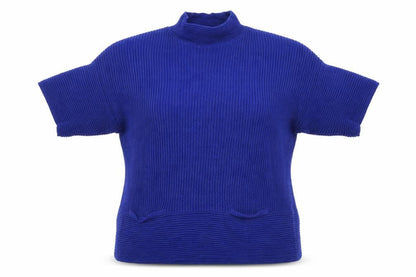 TU Womens Blue Mock Neck  Cotton Pullover Jumper Size 12