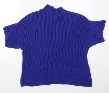 TU Womens Blue Mock Neck  Cotton Pullover Jumper Size 12