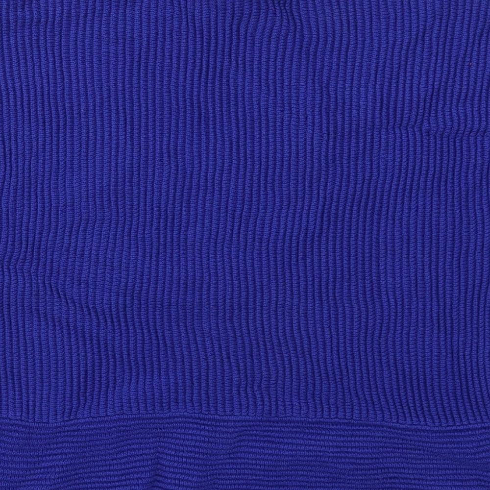 TU Womens Blue Mock Neck  Cotton Pullover Jumper Size 12