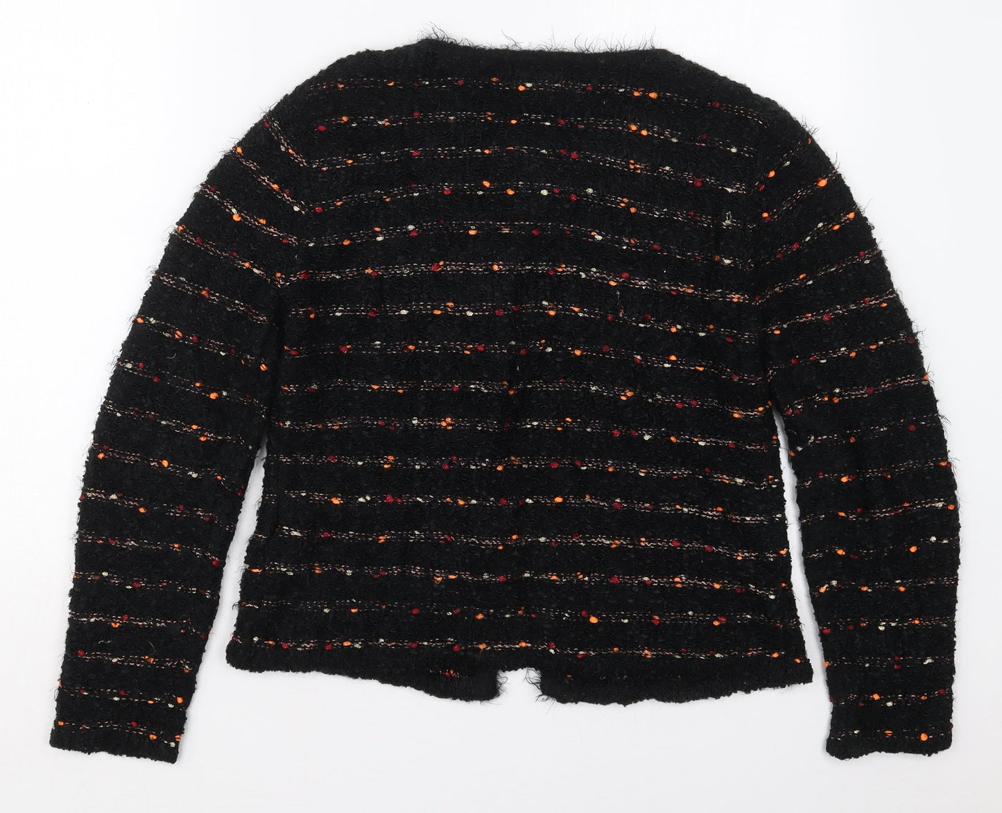 Chianti Womens Black Round Neck Striped Polyester Cape Jumper Size S