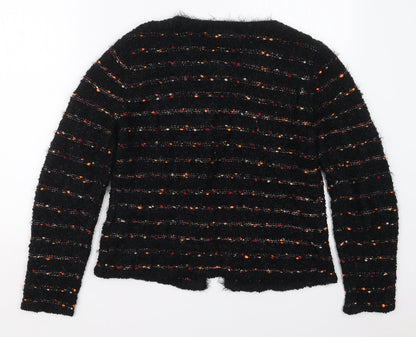 Chianti Womens Black Round Neck Striped Polyester Cape Jumper Size S