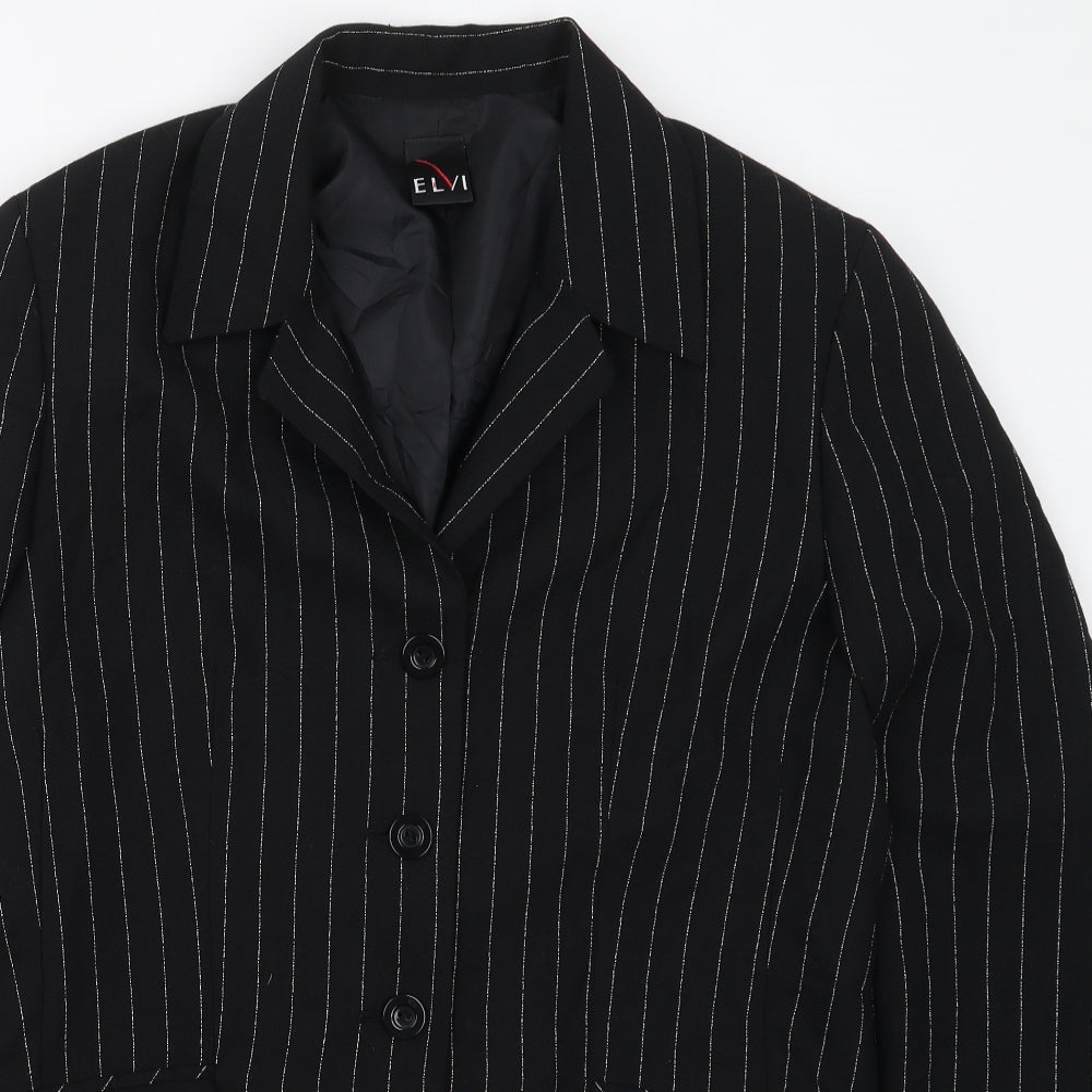 Womens UK Size 14 ELVI Regular Black Suit Jacket